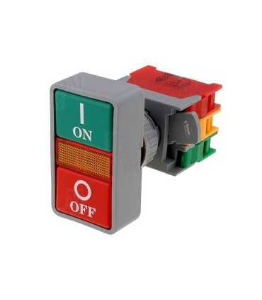 Dvigubas mygtukas žalias-raudonas įgilintas su kontaktais NC, NO AUSPICIOUS (su pašvietimu )