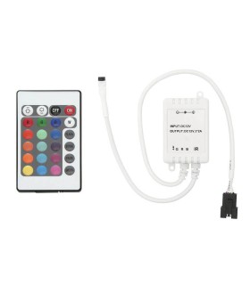 LED RGB juostų valdiklis 12V 3x2A IR pultelis su 24 mygtukais