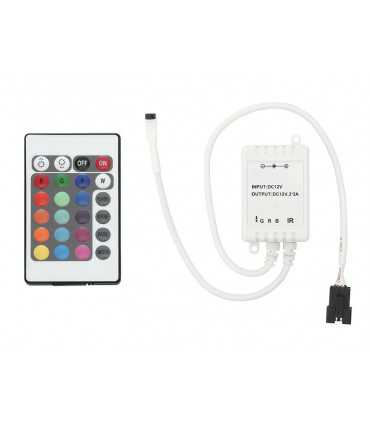 LED RGB juostų valdiklis 12V 3x2A IR pultelis su 24 mygtukais