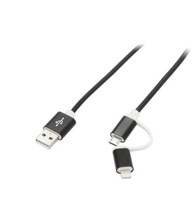 Kabelis USB2.0 A kištukas - micro USB B kištukas + perėjimas iPhone 1m.