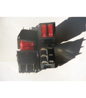 Jungiklis klavišinis, ON-OF, fiks, 6k. 15A/250Vac, 30x25mm su pašvietimu raudonas