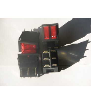 Jungiklis klavišinis, ON-OF, fiks, 6k. 15A/250Vac, 30x25mm su pašvietimu raudonas