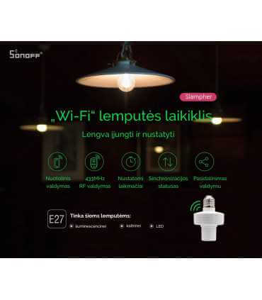 Išmanusis lemputės laikiklis, 230VAC, 200W, valdomas Wi-Fi, Sonoff