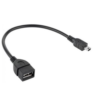 Kabelis USB2.0 AF lizdas - mini USB BM kištukas 0.1m, OTG, juodas