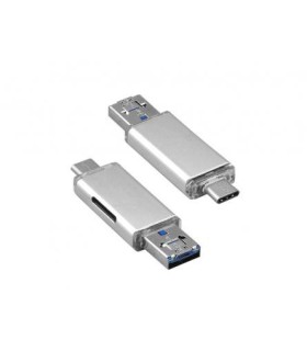 Perėjimas micro 5p kištukas-USB Type-C  -USB 2.0 lizdas +SD kortelės skaitytuvas