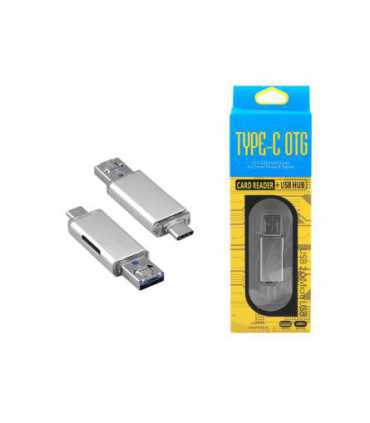 Perėjimas micro 5p kištukas-USB Type-C -USB 2.0 lizdas +SD kortelės skaitytuvas