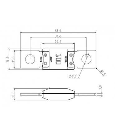 Automobilinis saugiklis MEGAVAL-CU 100A 32V 29,2mm MTA