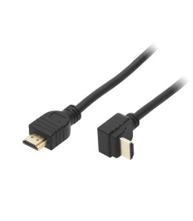 Kabelis HDMI-HDMI 19pol auksuoti kištukai, vienas kampu Classic 3m juodas