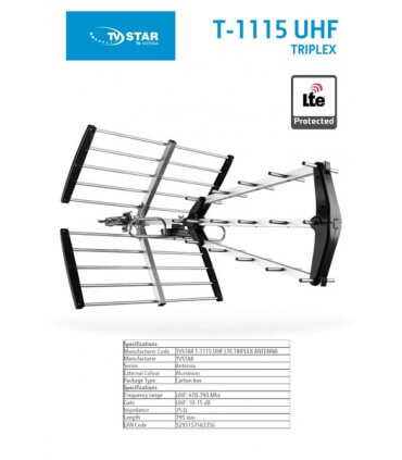 DVB-T lauko antena T-1115 TRIPLEX ilgis 795mm