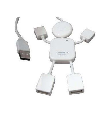 Daliklis USB2.0 HUB 4 lizdai su laideliu "Robotukas"