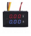 Ampermetras-voltmetras LED raudonas-mėlynas panelinis 100A DC4-30V su šuntu 48x29x21mm