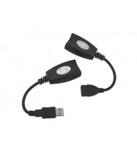 USB-A pelės pajungimo prailgintuvas – RJ45 skirtas LAN,  iki 50m.
