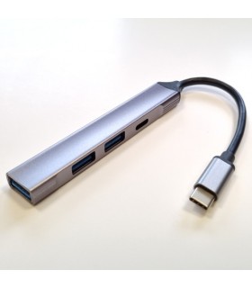 Laidas šakotuvas USB3.0 C - 3xUSB A + USB C 0.1m