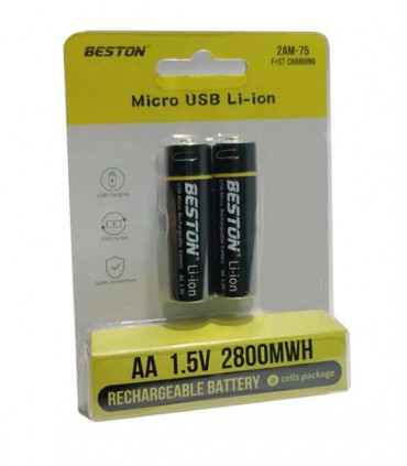 Akumuliatoriai AA/R6 1850mAh, Micro USB lizdas,krauti galima mobilaus pakrovėju  Li-ion 2xvnt. BESTON