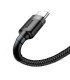 Kabelis USB A kištukas - USB C kištukas, 2.0m QC3.0 su nailoniniu šarvu Cafule pilkas/juodas BASEUS