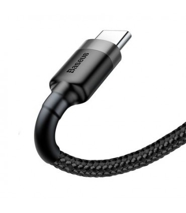 Kabelis USB C kištukas - USB C kištukas 2.0m su QC3.0 nailoniniu šarvu  pilkas/juodas BASEUS