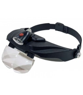 Padidinimo stiklas - akiniai ant galvos su pašvietimu ir papildomais lęšiais 1.2x,1.8x,2.5x,3.5x