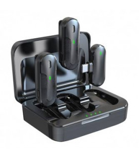 Devia 2 mikrofonai telefonui Kintone USB-C belaidis dvigubas segamas (prie drabužių) juodas