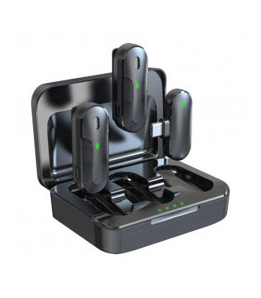 Devia 2 mikrofonai telefonui Kintone USB-C belaidis dvigubas segamas (prie drabužių) juodas