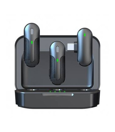 Devia 2 mikrofonai telefonui Kintone USB-C belaidis dvigubas segamas (prie drabužių) juodas
