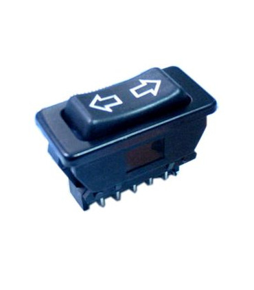 Jungiklis klavišinis, (ON)-OFF-(ON) nefiks, 5k. 20A/12Vdc, 41.4x20.8mm, DPDT, juodas tinka langų pakėlimui