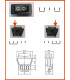 Jungiklis klavišinis, (ON)-OFF-(ON) nefiks, 5k. 20A/12Vdc, 41.4x20.8mm, DPDT, juodas tinka langų pakėlimui