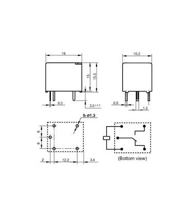Relė HF3FA/012-ZTF (12VDC 15A, 10A/277VAC 400R 1U)