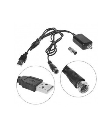 TV signalo stiprintuvas anteninis su tiesioginiu maitinimu per anteninį kabelį iš  usb jungties
