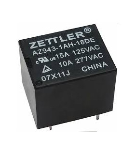 RELĖ 12V 15A Zettler AZ943-1CH-12DE, 1CO 400 Om, perjungiantys kontaktai)