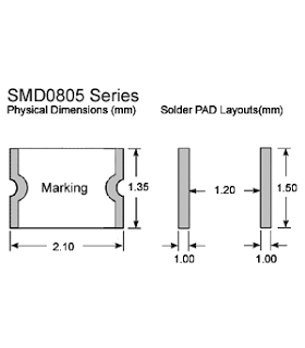 Rezistorius SMD 0805 CR0805 10K0 10k0Ω 0.125W ±1% -55÷155°C