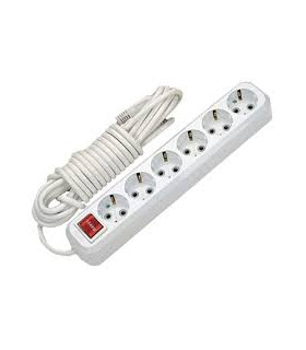 Ilgiklis 6 lizdai 5m 16Amax. 250V 3x1,5 su įžeminimu ir jungikliu