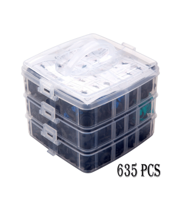 Plastmasinių laikiklių , fiksatorių  rinkinys 635vnt. ir apdailos ardymo įrankių komplektas