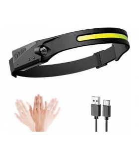 Žibintuvėlis ant galvos su judesio davikliu, kraunamas