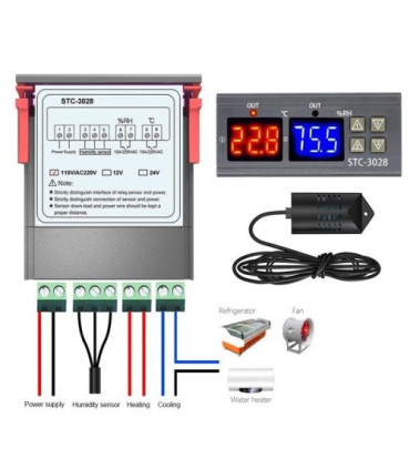 Termostatas STC-3028 - 230VAC drėgmės ir temperatūros reguliatorius  ABC12268
