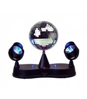 Pastatomas veidrodinis kamuolis 120mm su varikliu ir šviesos diodų apšvietimu