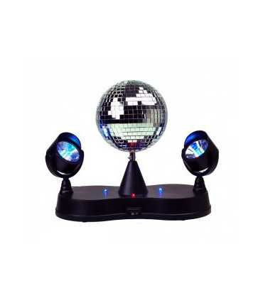 Pastatomas veidrodinis kamuolis 120mm su varikliu ir šviesos diodų apšvietimu