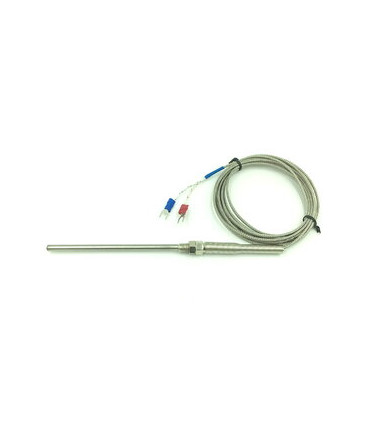 TEMPERATŪROS jutiklis - termopora K-type nerūdijančio plieno ø8x100mm, 0-800°C, 0.70m ( 100mm M8)