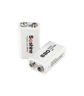 Ličio akumuliatorius 9V 6F22 680mAh,Soshine Li-7.4V-650S 9V 6LR61,  ličio-polimero kraunama baterija