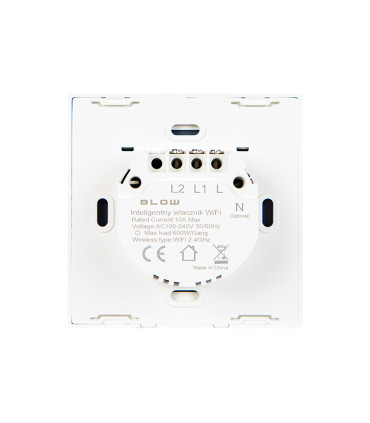 Išmanusis stiklinis  liečiamas sieninis jungiklis, 2 kanalų, valdomas Wi-Fi  - 230VAC 16A TUYA