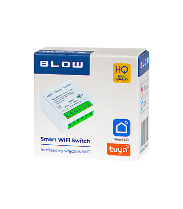 Išmanusis jungiklis, 230VAC, 2200W, MINI 1-kanalo, valdomas Wi-Fi arba fiziniu fiksuotu jungikliu, TUYA