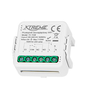 Išmani relė Wi-Fi su impulsu valdymu , 230Vac  ,  su kont. be itampos, tinkančiu LED lempoms max. 1500W,5A , TUYA /Smart Life