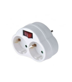 Šakotuvas tinklo 2 lizdų 250V 16A su įžeminimu ir jungikliu