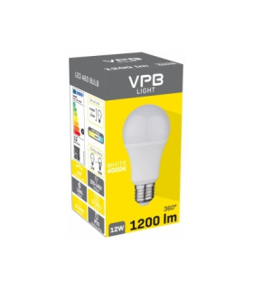 Lemputė LED 12W 230V E27 A60 4000K neutrali balta 1170Lm VPB,analogas taupančiai LIUMINESCENCINĖI LEMPAI