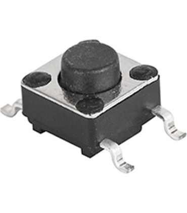 Mygtukas 6x6mm virš korpuso  aukstis 1mm OFF-(ON), nefiks. 4k. 0.05A-12VDC SPST-NO THT, h-5m