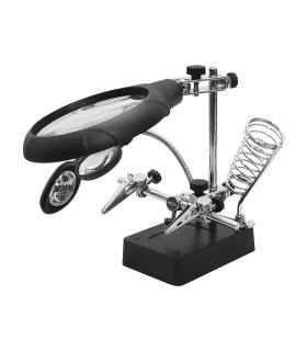 Plokštės laikiklis litavimui su 2 lupom , diametras - 109mm ir   39mm , LED šviestuvas