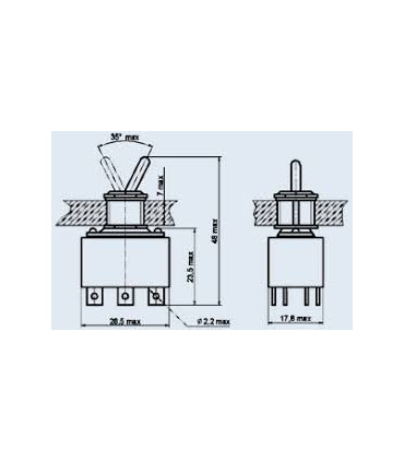 Permetamasis jungiklis (tumbleris) TP1-2  2A/220VAC ON-ON