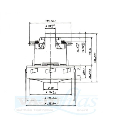 Dulkių siurblio variklis 1300W 240V Ø130x134mm KARCHER, NILFISK, SAMSUNG