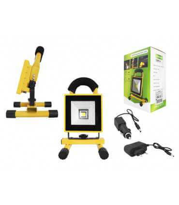 Įkraunamas šviestuvas LED 10W šaltai balta su akumukiatoriumi ir stovu