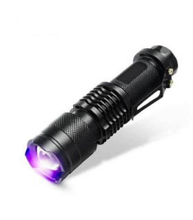 Žibintuvėlis LED XPE Q5 SK68 su ZOOM funkcija UV maitinamas 1xAA