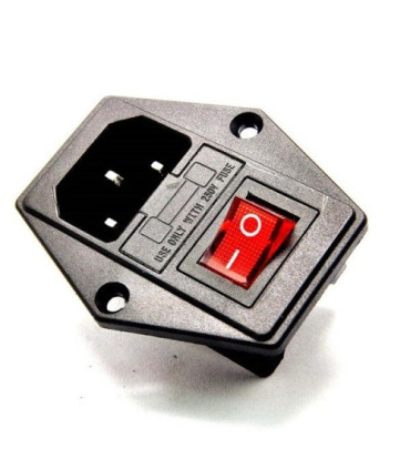 Lizdas AC  IEC 250V - su jungikliu ir vieta saugikliui